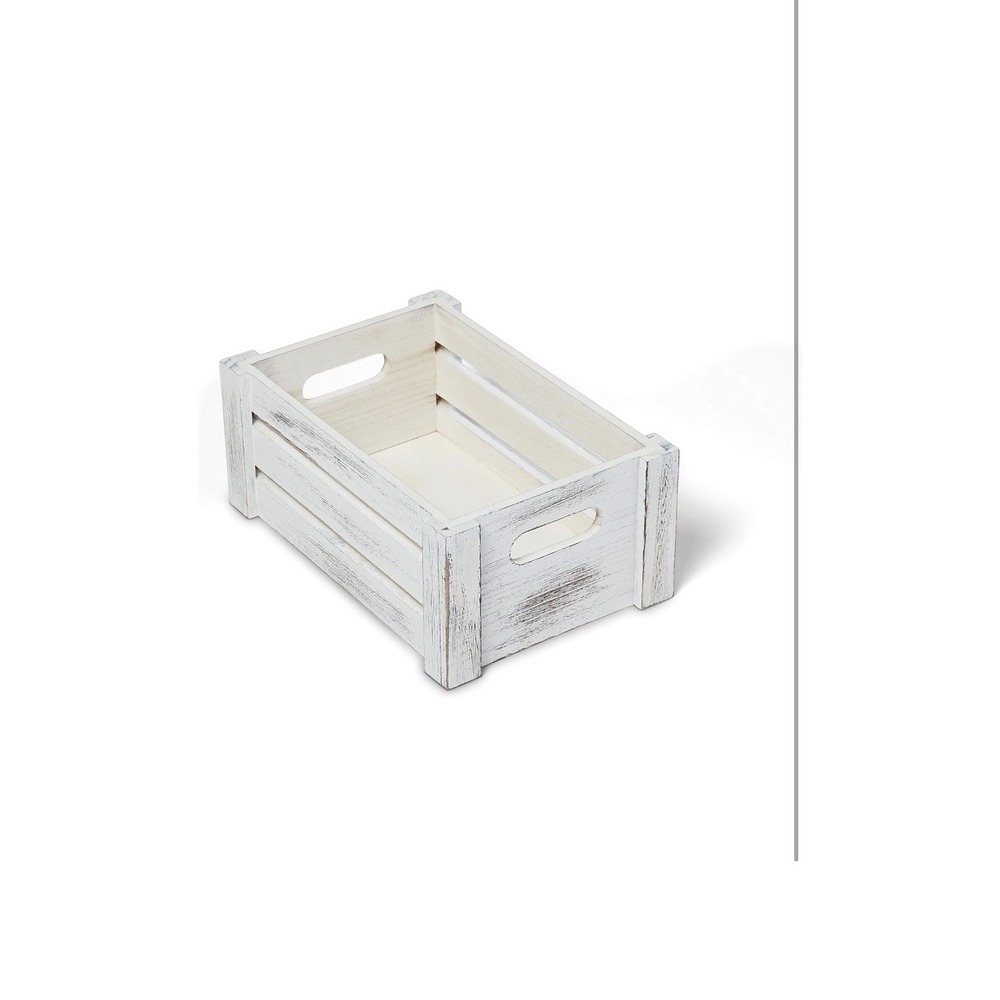 Farmhouse Wooden Crate Set | Whitewashed Nesting Storage Boxes Set of 2 - Picture 13 of 15